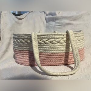 Cream and pink diaper caddy